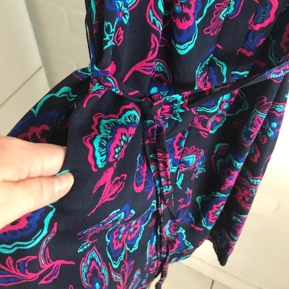 Hatley Mini dress paisley print Navy/ magenta Lighweight Size S pockets - Picture 7 of 11